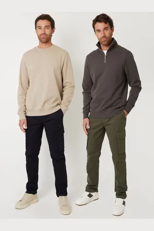 Threadbare Black Cotton Cargo Style Trousers 2 Pack With Stretch L
