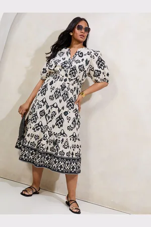 Lipsy London Curve 100% Cotton Short Sleeve Poplin Midi Dress 16