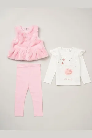 LILY & JACK Faux Fur Gilet 100% Cotton Top and Leggings Outfit Set 18 Months (86cm)