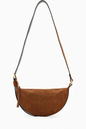 AllSaints AllSaints Brown Halfmoon Suede Xbody Bag One