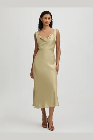 Paige Silk Satin Cowl Neck Midi Dress AU 14