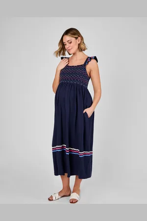 JoJo Maman Bébé Frill Sleeve Shirred Maternity Midi Dress L