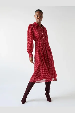 LK Bennett Cody Polka Dot Print Pocket Shirt Dress AU 10