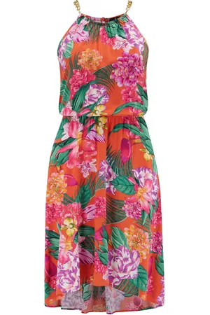 Pour Moi Gold Chain High Neck Woven Beach Dress AU 12
