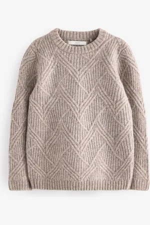 Next Neutral Textured Knitted Crew Neck Jumper (3-16yrs) 5 Years (110cm)