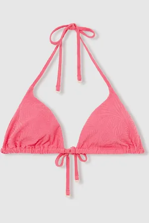 Reiss Coral Pink Harley Textured Triangle Bikini Top AU 8