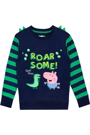 Character Blue George Pig Dinosaur Stripe 100% Cotton Sweatshirt 7