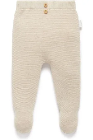 Purebaby Natural Textured Knit Footed 100% Cotton Leggings Newborn