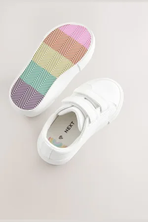 Next White Standard Fit (F) Chunky Trainers With Touch Fastening AU 8 (EU 25.5)