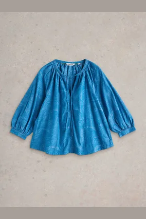 White Stuff Blue Marley Jacquard Top AU 16