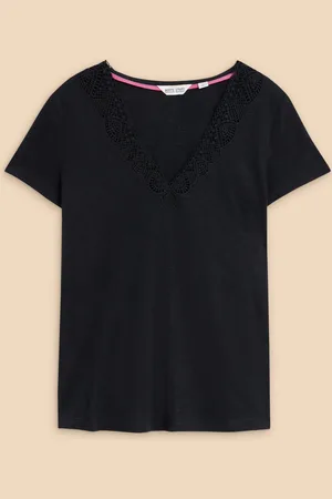 White Stuff Black Lace Ellie T-Shirt AU 24