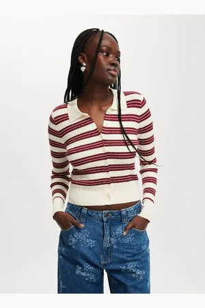 Cotton On Red Preppy Button Through Polo Shirt L