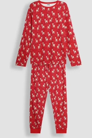 JoJo Maman Bébé Red Mens Reindeer Print Pyjamas Set M