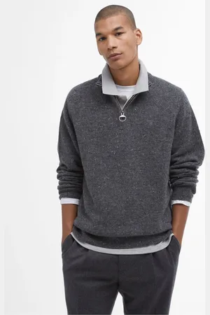 Barbour Grey Tainsbury Quarter Zip Jumper XL