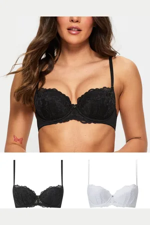 Ann Summers Black & White Pad Balcony 2 Pack Sexy Lace Underwired Bra 36 D