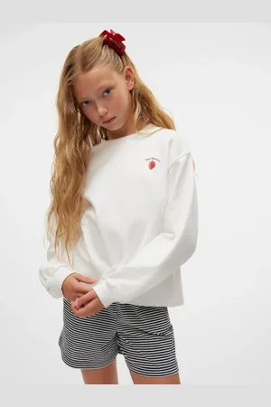 VERO MODA White Long Sleeve Back Print Jersey 100% Organic Cotton Sweat Top 158164cm