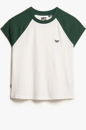 Superdry Enamel Green/Off White 100% Cotton Essential Logo Raglan T-Shirt AU 8