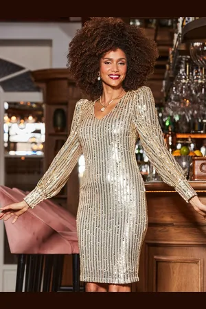 Sosandar Sequin Balloon Sleeve Pencil Dress AU 16