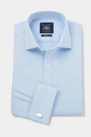 SAVILE ROW The Slim Fit 100% Cotton Herringbone Formal Shirt AU 42 Regular