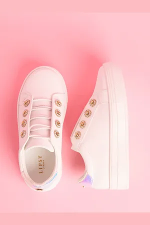 Lipsy London White Lace Up Chunky Flatform Quilted Faux Leather Trainers AU 1 (EU 33)