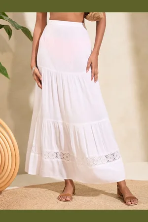 Love & Roses Embroidered Beach Maxi Skirt AU 14