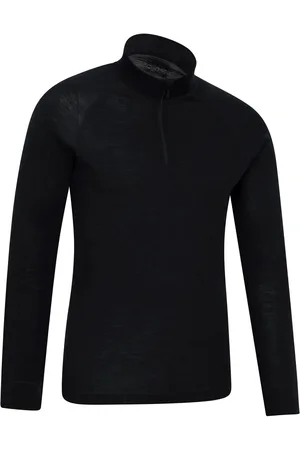 Mountain Warehouse Black Mens Merino Quarter Zip Thermal Top XS