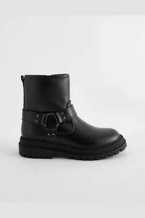 Next Black Standard Fit (F) Harness Biker Boots AU 9 (EU 26.5)