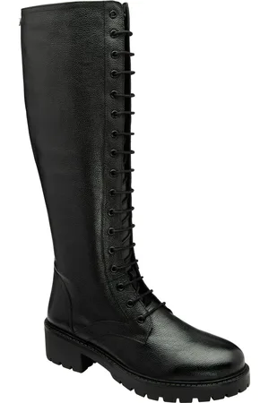 Ravel Black Leather Round-Toe Zip-Up Knee-High Boots AU 6 (EU 37)