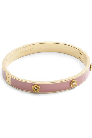 Coach Gold Tone Signature Tea Rose Enamel Bangle Boxed Bracelet One