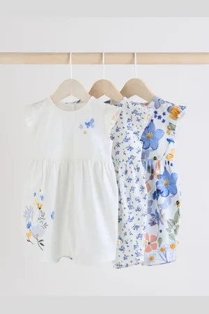 Next Blue Floral Baby Printed Rompers 3 Pack 12