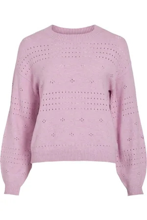 VILA Purple Long Sleeved Crochet Detail Knit Jumper