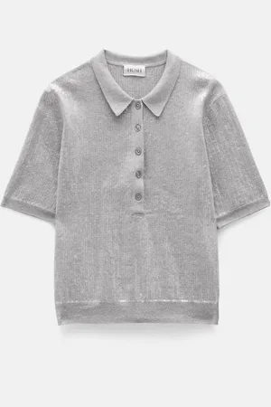 Hush Puppies Sequin Stripe Knitted 100% Cotton Polo Shirt xsmall