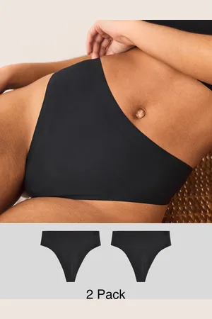 Next Black High Waisted Thong NVPL Period Knickers 2 Pack AU 14