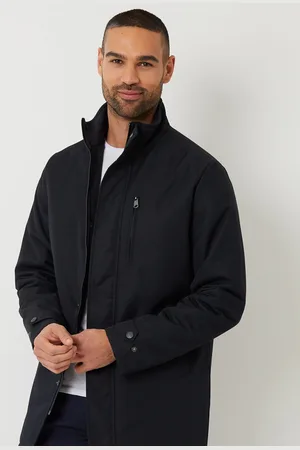 Threadbare Black Dark Showerproof Funnel Neck Lightweight Coat XL