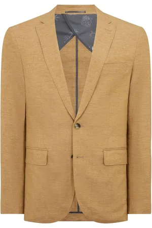 Remus Yellow Slim Fit Linen-Blend Jacket 44