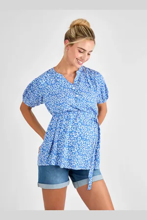 JoJo Maman Bébé Blue Floral Maternity Blouse S