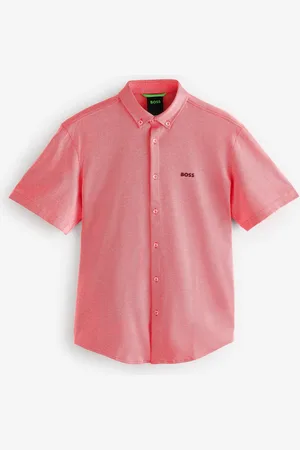 HUGO BOSS Pink Regular Fit Short Sleeve 100% Cotton Shirt M