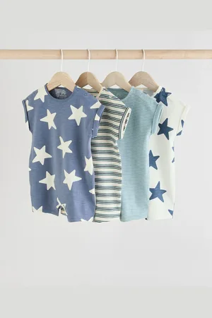 Next Teal Blue 100% Cotton Baby Rompers 4 Pack Up to 3 Months (62cm)
