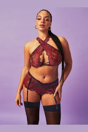 Ann Summers Red Brooke Floral Lace Bra & Knickers Set XXL