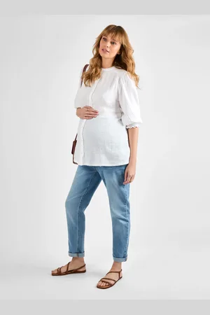JoJo Maman Bébé White Button Through Textured Maternity Blouse M