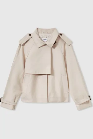 Reiss Neutral Mila Short Trench Coat With Cotton AU 16