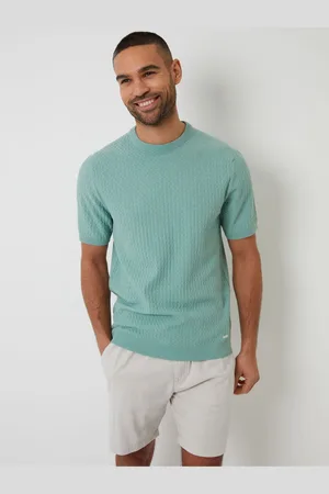 Threadbare Green Textured Front Knitted T-Shirt XL