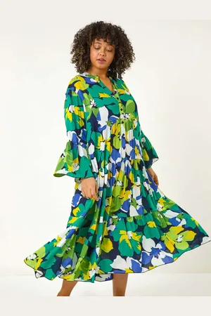 Roman Curve Floral Print Tiered Dress AU 16