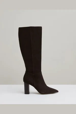 Reiss Chocolate Bianca Block Heel Knee High Boots AU 6 (EU 37)