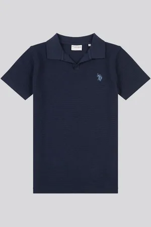 U.S. Polo Assn. U. S. Polo Assn. Boys Waffle Texture Open Collar Polo Shirt 7