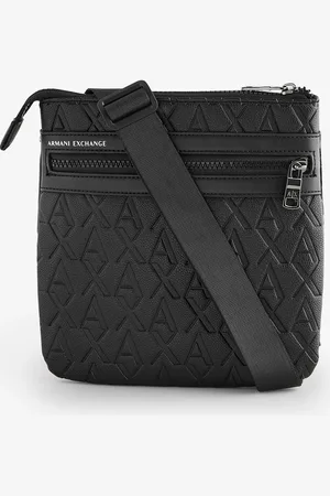 Armani Exchange Embroidered Print Messenger Black Bag One