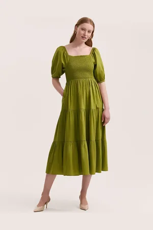 Finery London Melody Cotton Shirred Midi Dress 12