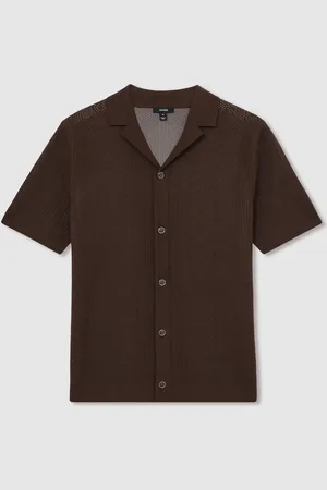 Reiss Kipling Textured-Knit Short-Sleeve Shirt XL