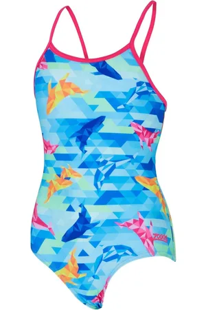 Zoggs Girls Blue Sprintback Dolphine Swimsuit 10
