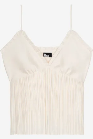 The Kooples Natural V-Neck Pleated Cami Vest Top AU 12
